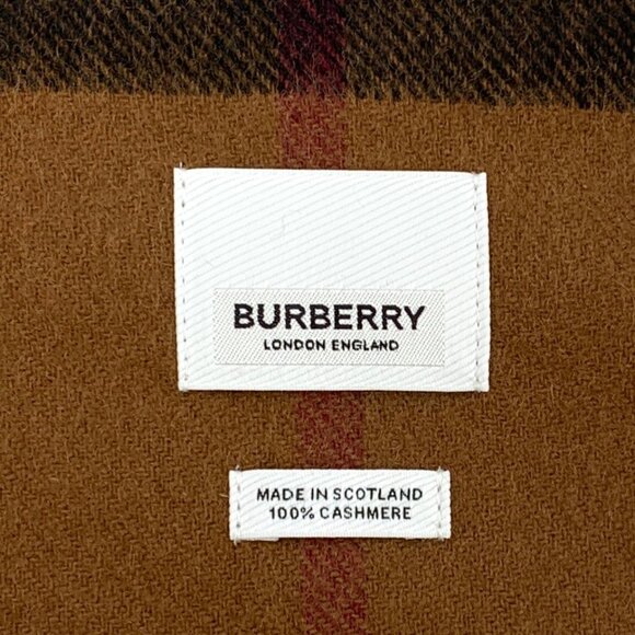 Burberry Brown Classic Check Cashmere Fringe Scarf - Picture 6 of 9